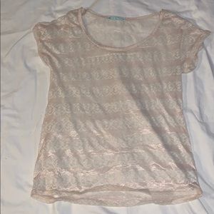 Maurices, sheer, short-sleeve shirt, off-white/tan